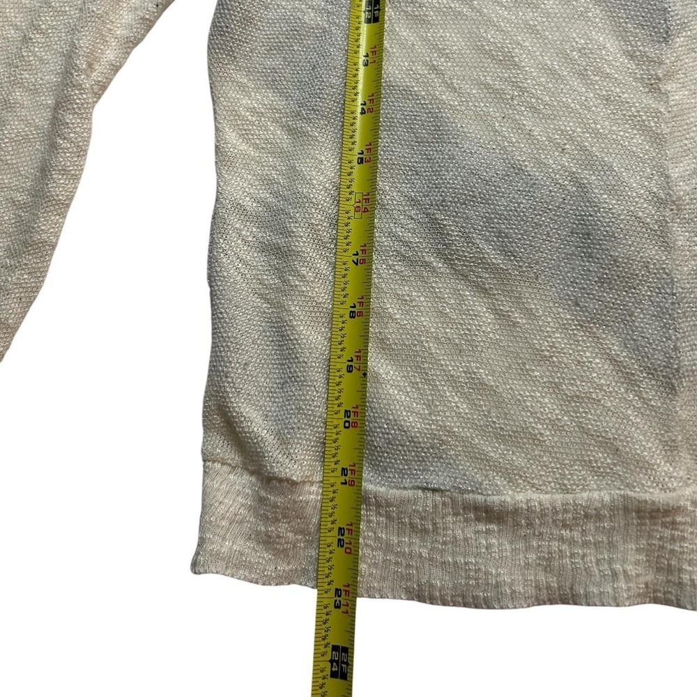 Sheer Chevron Knit Sweater Cream Silver Allen B. by Allen Schwartz Disco XL - Picture 4 of 8
